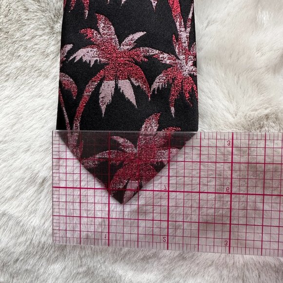 Paul Smith Skinny Black Silk Tie with Pink Palm Trees - Picture 5 of 7